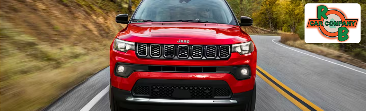 R&B Car Company dealership near Warsaw, IN, showcasing a lineup of pre-owned Jeeps and pickups.